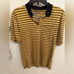 Hurley Men's Polo Shirt with Yellow and Black Stripes